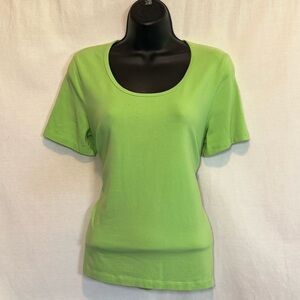 H-108 Jones Sport Green Short Sleeve Pullover‎ Blouse Size L